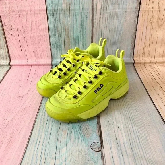 FILA sneakers neon yellow size 7 - Picture 1 of 10